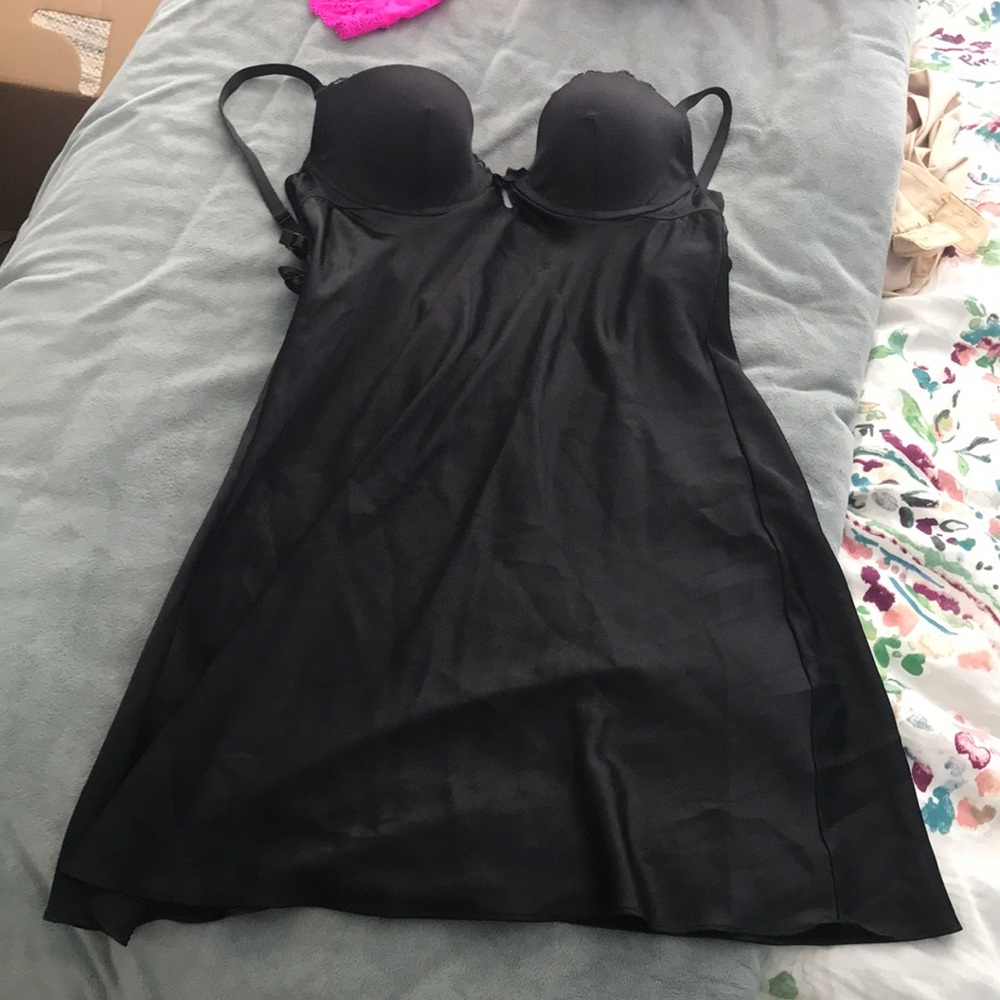 VS Black Satin Push-up Néglige Lingerie